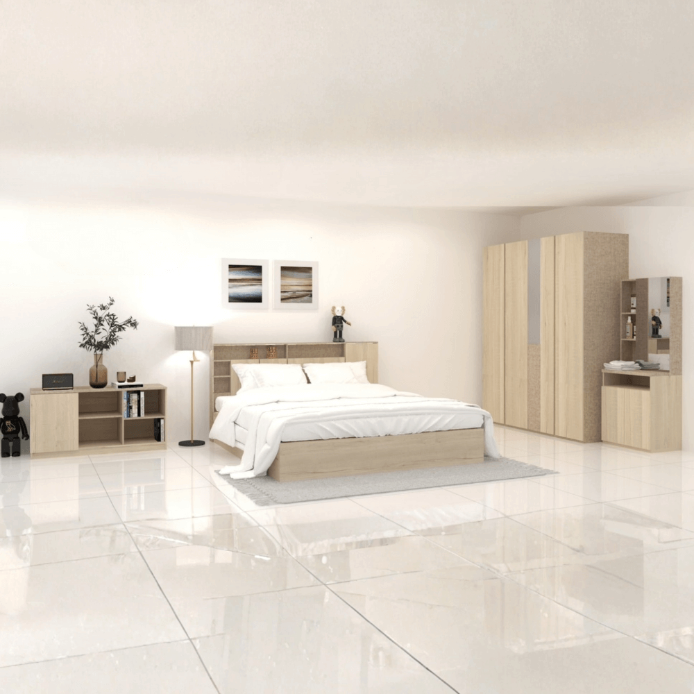 ชุดห้องนอน + ที่นอนสปริง 5 ฟุต WISDOM DESIGN FURNITURE รุ่น LOTTO สีโซลิค_1